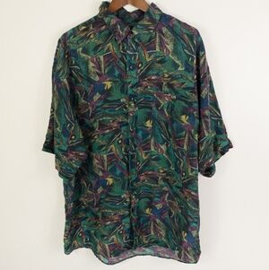 Zone Five 100% Silk Button Down Shirt Size Large